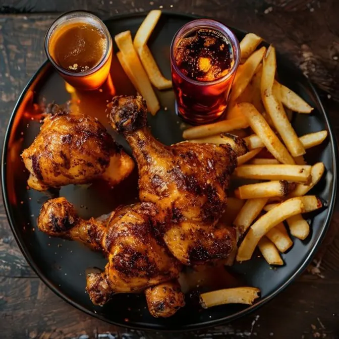 Hähnchen Menü mit Pommes und Softgetränk