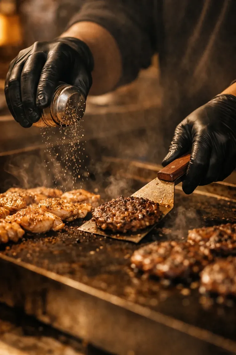 Frische Zubereitung an der heißen Grillplatte