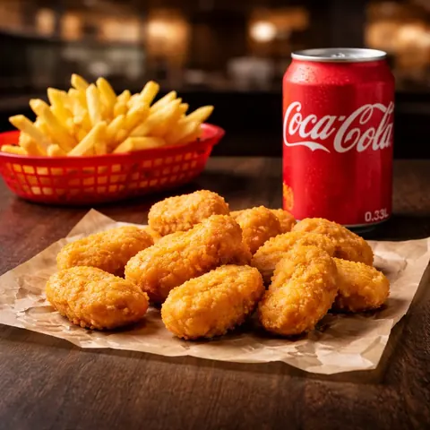 Knusprige Chicken Nuggets mit Pommes